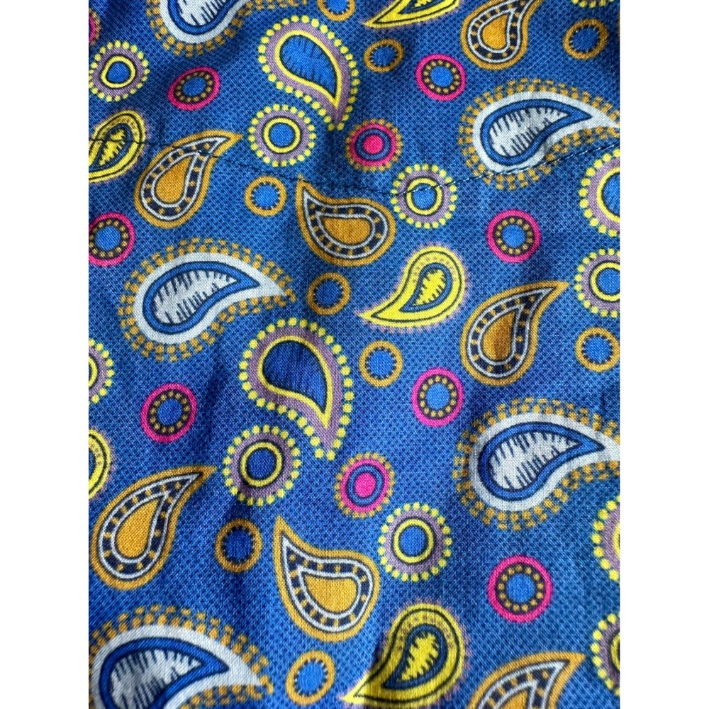 Alan Flusser Mens L Paisley Shirt Blue 100% Cotton Button Down Preppy Statement